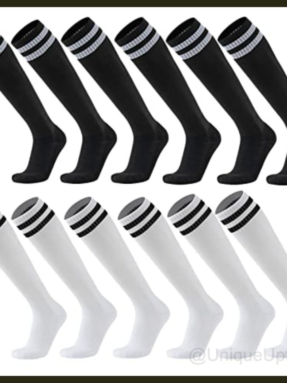 6 Pairs Knee High Soccer Socks Polyester Spandex Athletic Team Sports